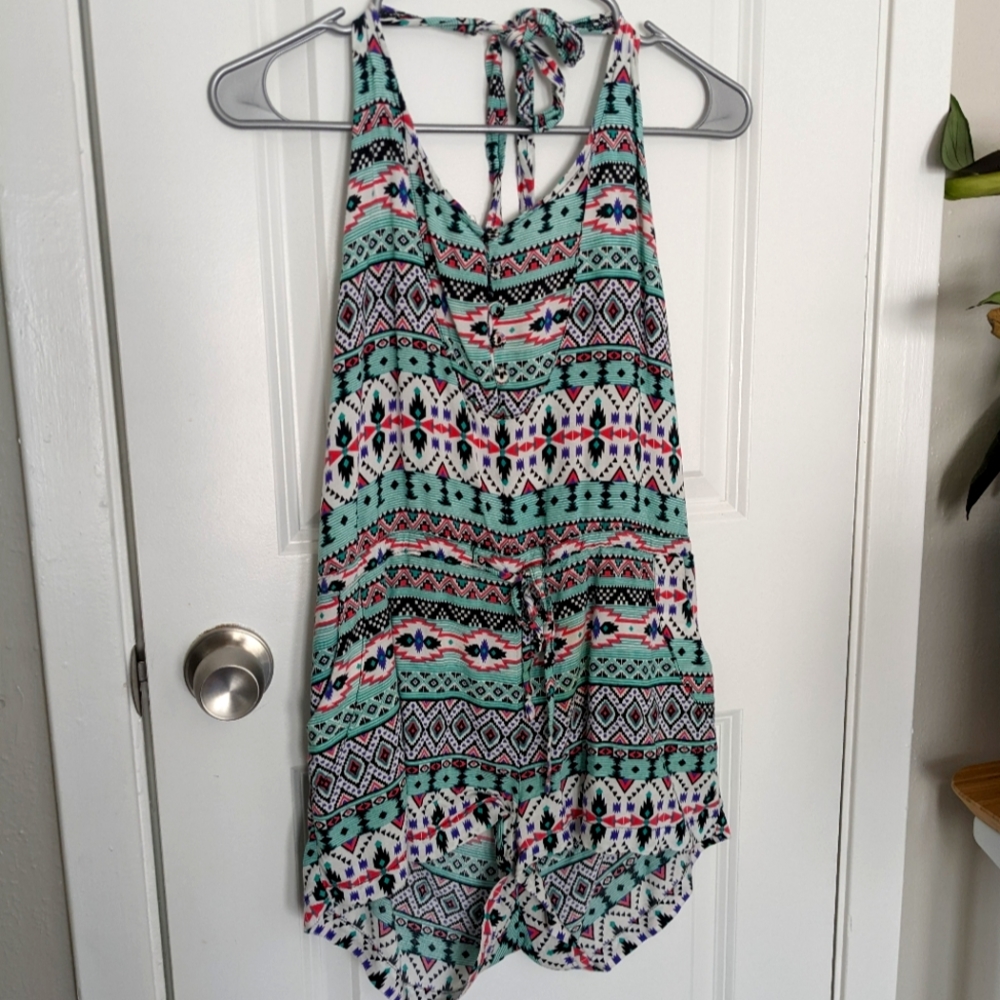Bohemian romper with geometric shapes